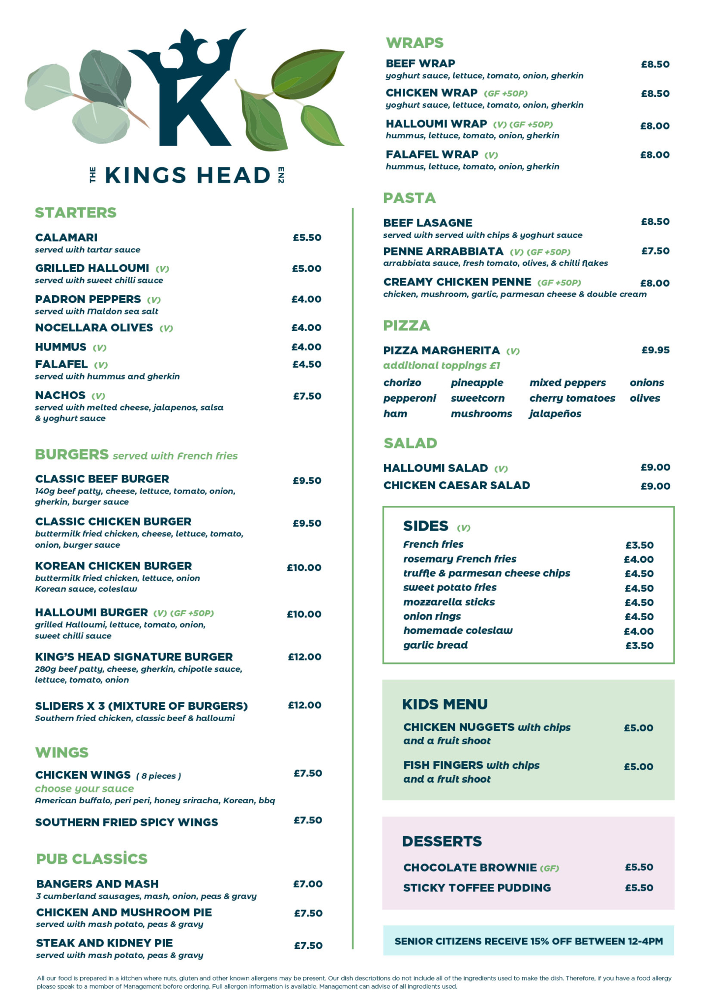 MENU The Kings Head Pub